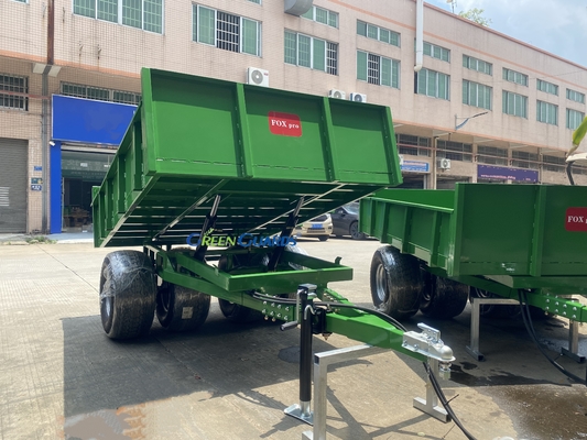 OEM 3-10 طن PTO مدفوعة هيدروليكية زراعية قمامة مقطورة، سعة 210 * 160 * 30 سم، مع مجموعة الإطارات الأساسية